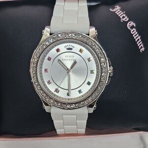 NWT Juicy Couture White Silicone Quilted Watch with Rhinestone Detail